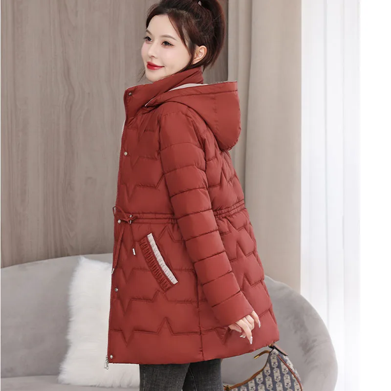 

Women Jacket Coats Long Parkas Female Down Cotton Hooded Overcoat 2025 Winter Thick Warm Jackets Windproof Casual Student Coat