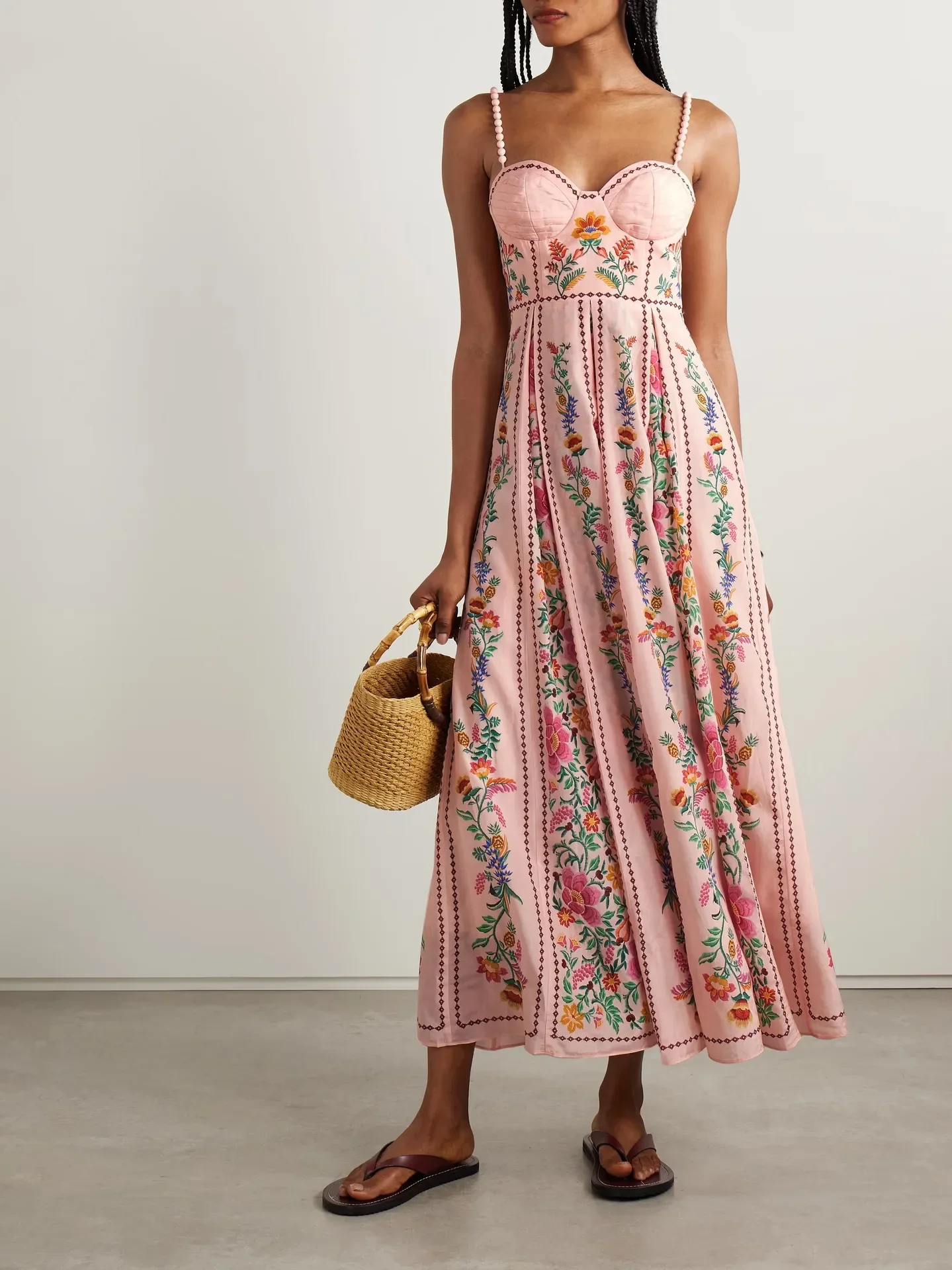 

BluWin High Waist Pleat Floral Printed Evening Dress Lady Low Cut Backless Banquet Dress Garden Party Tube Top Long Dress Women