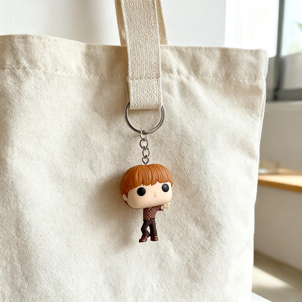 جيب المفاتيح لعبة فريق الرجال RM SUGA JUNG KOOK JIMIN Jin V J-HOPE جيب المفاتيح الفينيل الشكل جمع اللعب