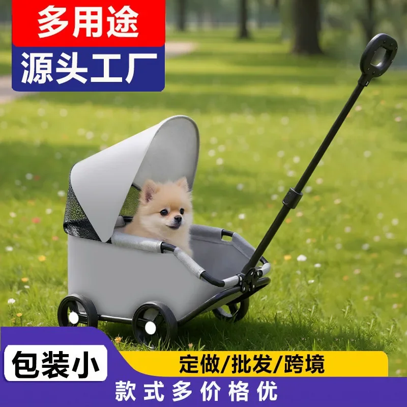 Small pet cat dog cart children baby play house toy small pull  trolley go out pet  dog