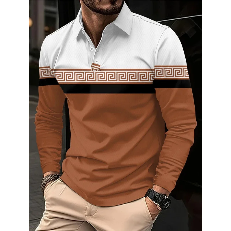 Camisas de manga larga a rayas multicolores a la moda para hombres, nuevas camisas de otoño con botones y solapas, p casual y cómodo