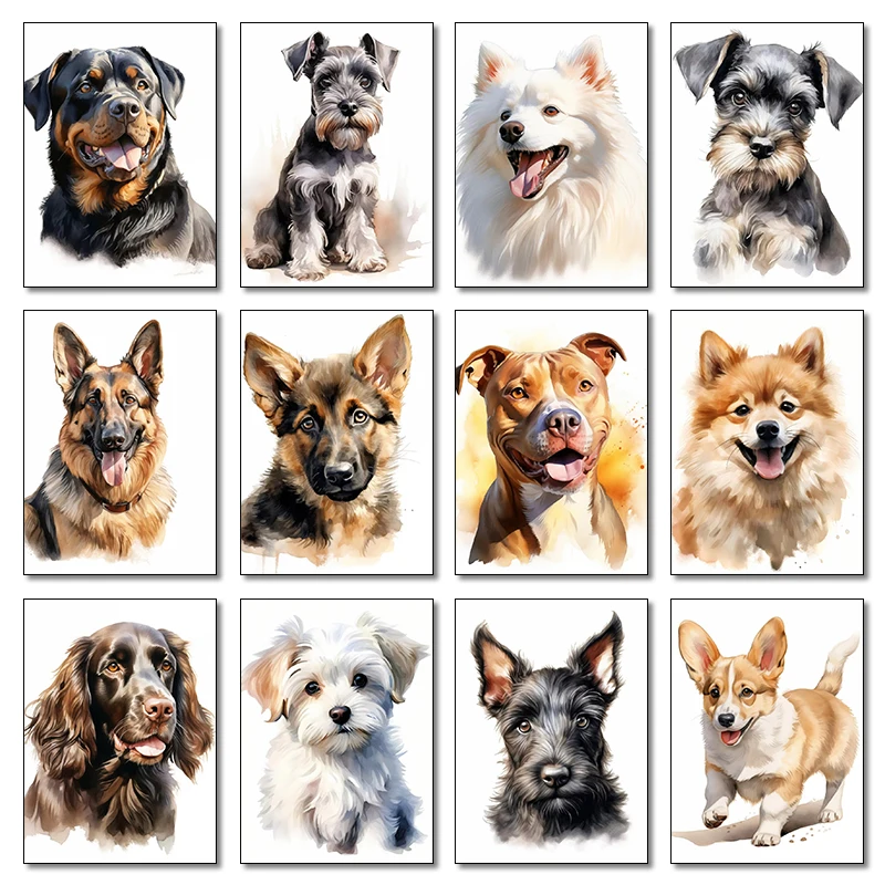 Welsh Corgi Bulldog German Shepherd Labrador Rottweiler Poster Print Wall Art Pictures Canvas Painting Living Room Home Decor