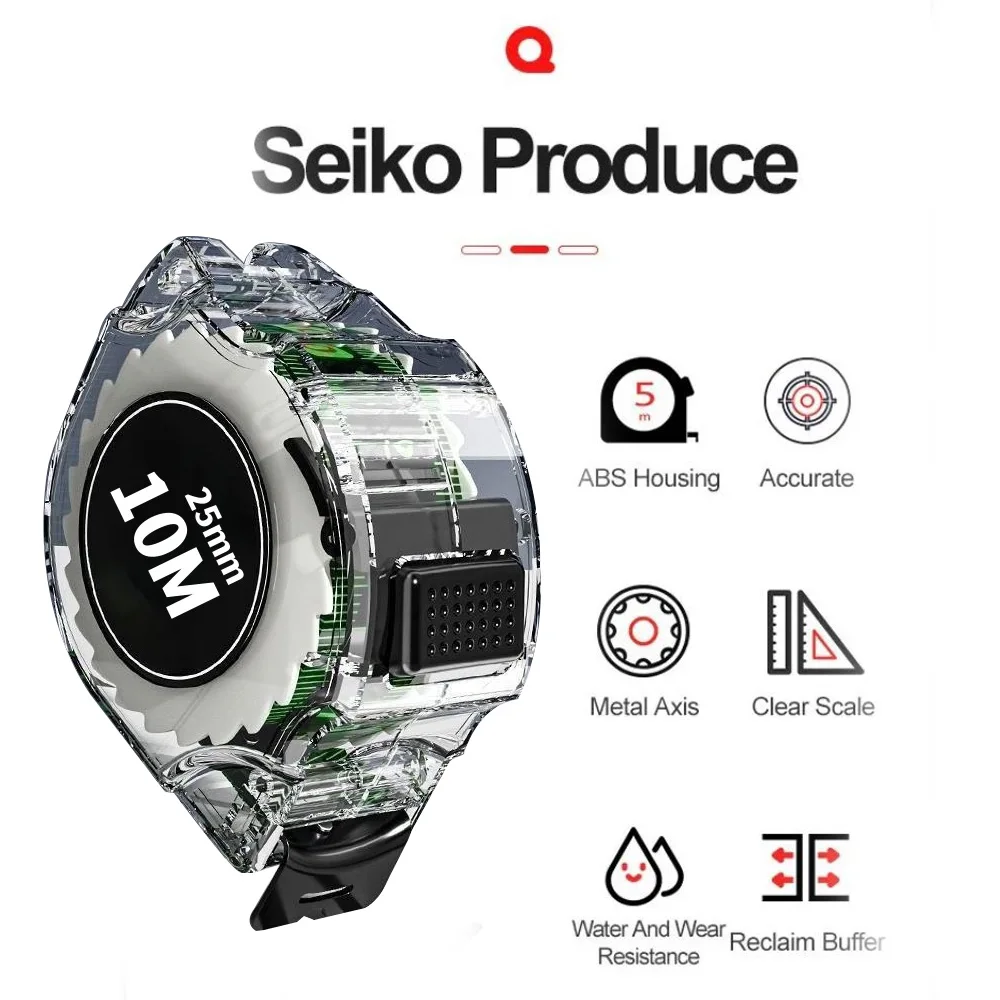 5M/7.5M/10M 검정색 형광 줄자 고정밀 두꺼운 줄자 내마모성 및 낙하 방지 줄자