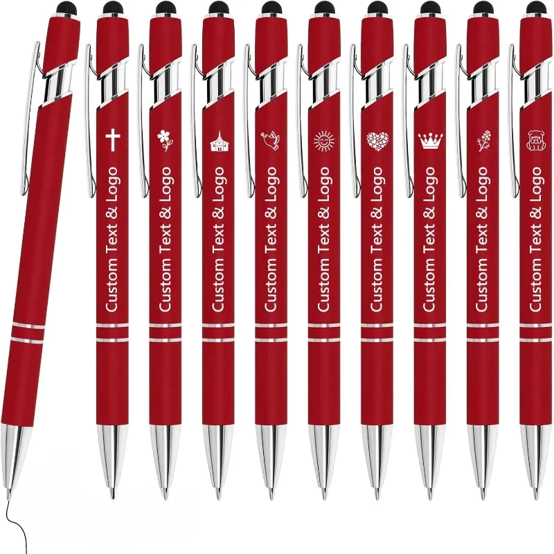 10 Stück Großpackung Personalisierte Stifte - Mit Namen, Graviertem Text/Logo - Stylus-Spitze, Schwarze Tinte - Optionen für Veranstaltungen & Werbeaktionen – Detail 12
