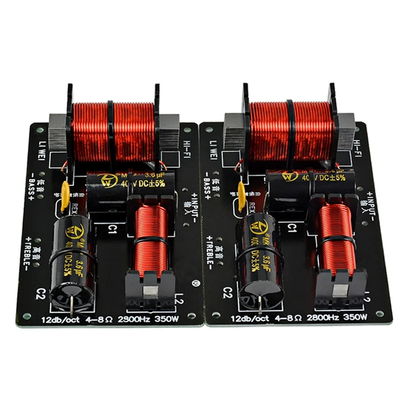 

2Pcs 350W 2 Ways Crossover Audio Board Tweeter Bass Speaker Frequency Divider For 4-8Ohm DIY Speaker Filter 2800HZ