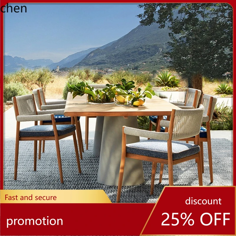 HT Custom Outdoor Rattan Table and Chairs Courtyard Sunroom Dining Set Outdoor Garden Furniture Balcony Rattan Chair