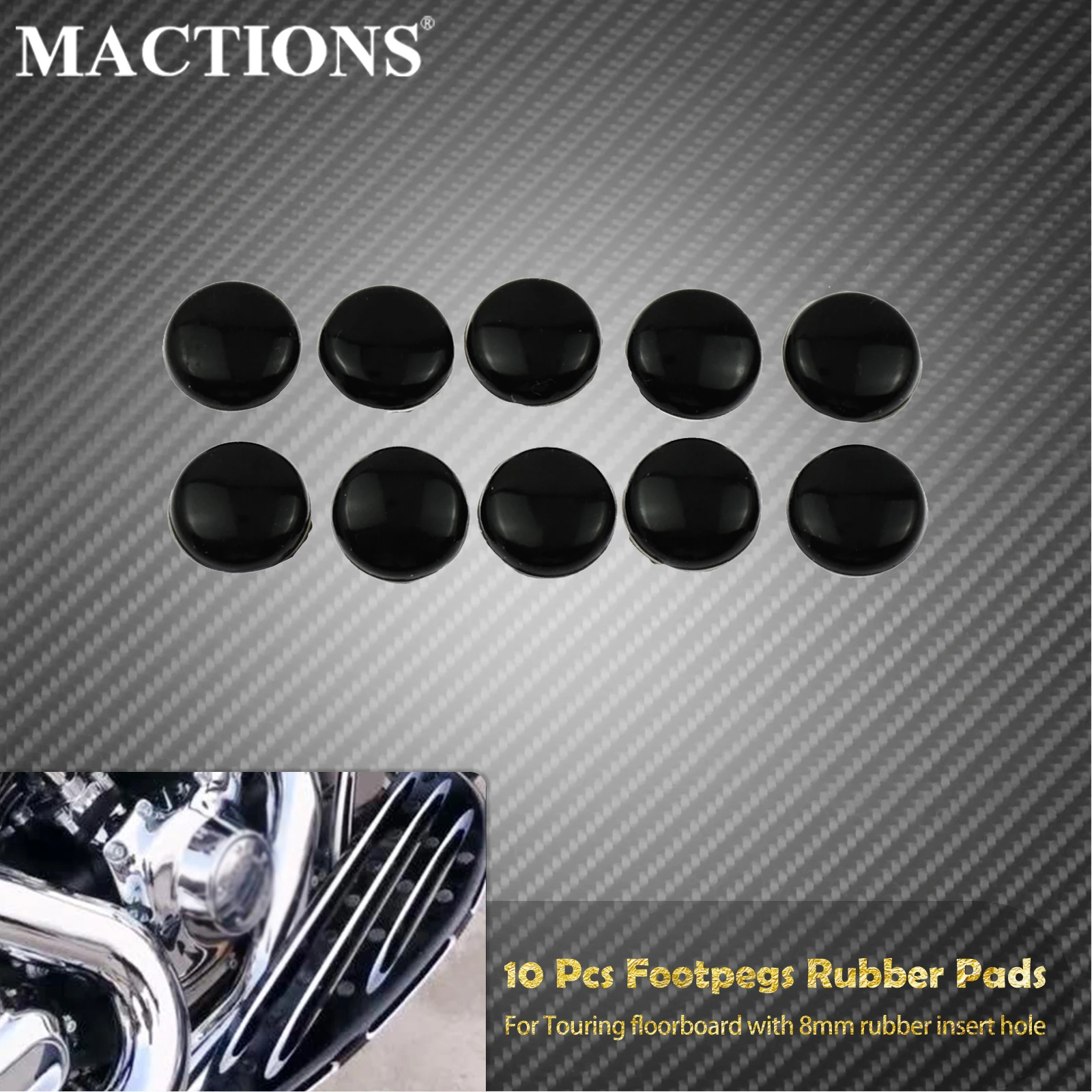 Motorrad 10PCS Vorne Trittbrett Hinten Fußrasten Gummi Einsatz Pads Für Harley Touring Road King Street Electra Glide FLHR 86-Up