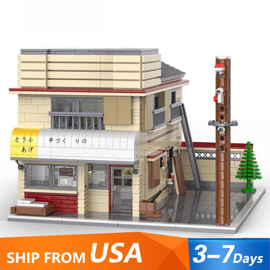 

1908 шт. магазин тофу, наборы зданий из фильмов, городской магазин, архитектура, модульный строительный блок, сборка, модель, комплект, игрушки «сделай сам», подарок для взрослых ﻿