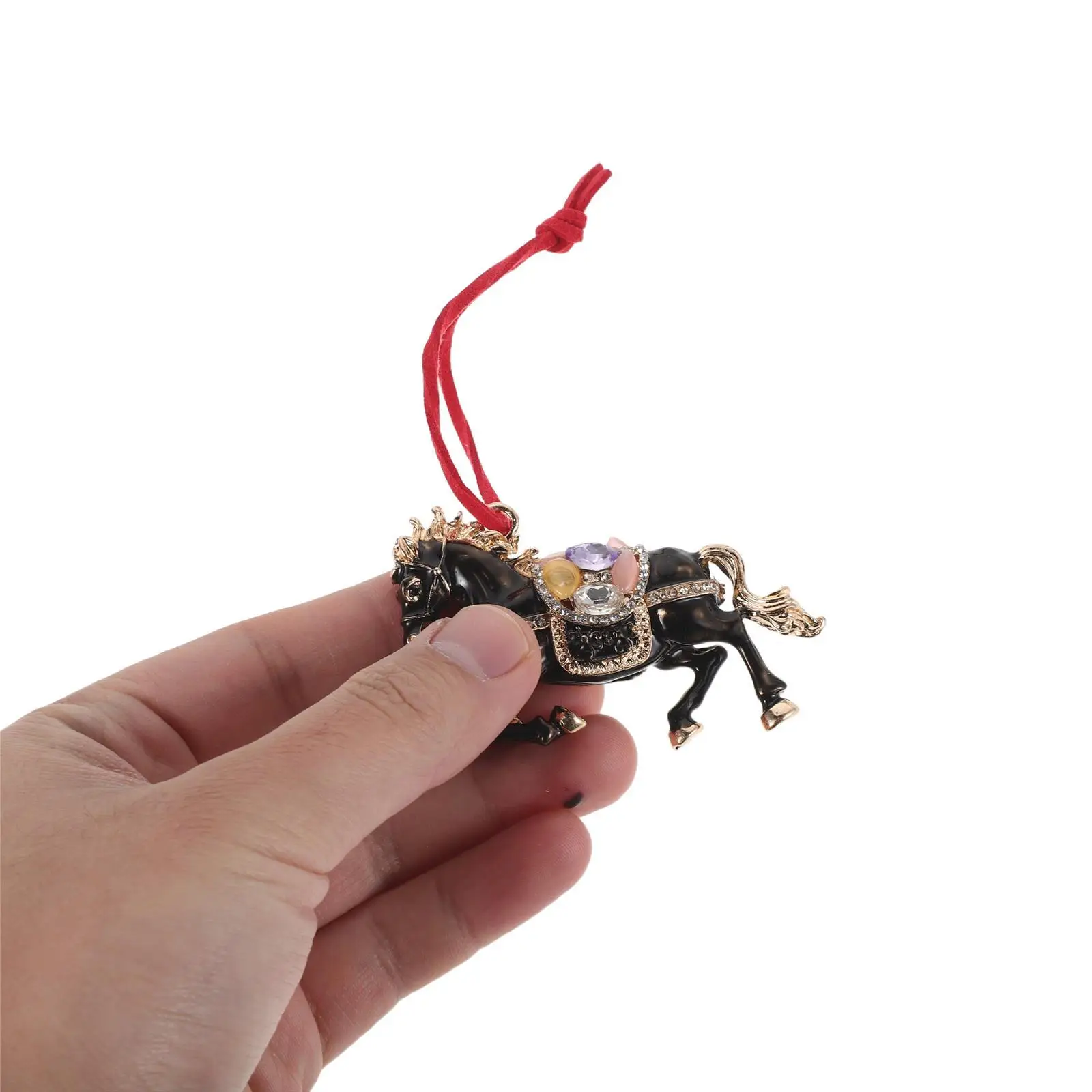 

Horse Pendant Decoration for Car Mirror Shiny Rhinestones Alloy Auto Interior Hanging Ornament Year of The Horse Festive