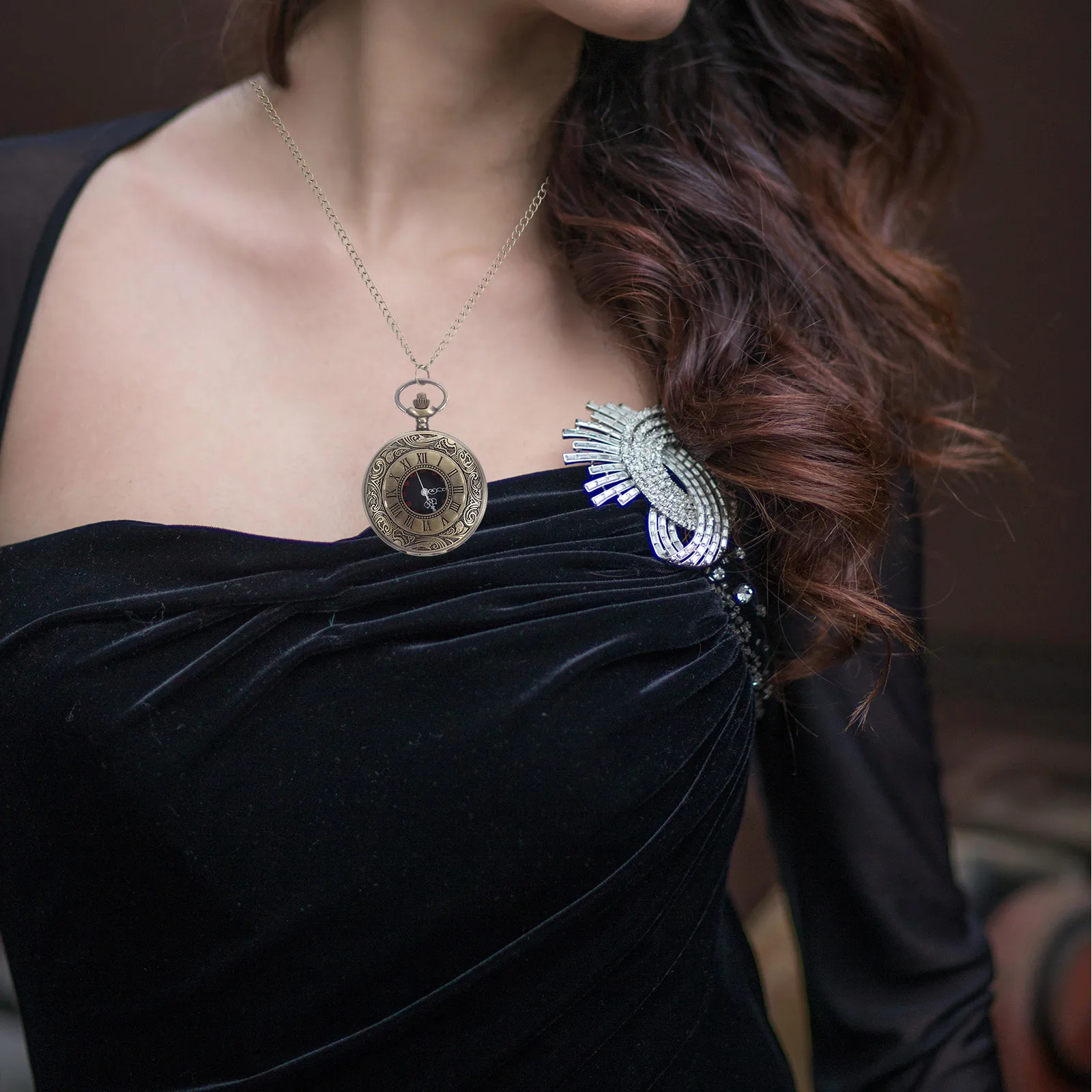 خمر ساعة الجيب قلادة كبيرة الحجم الأرقام الرومانية سبيكة سلسلة ساعة الزخرفية للرجال عيد الميلاد عيد الميلاد