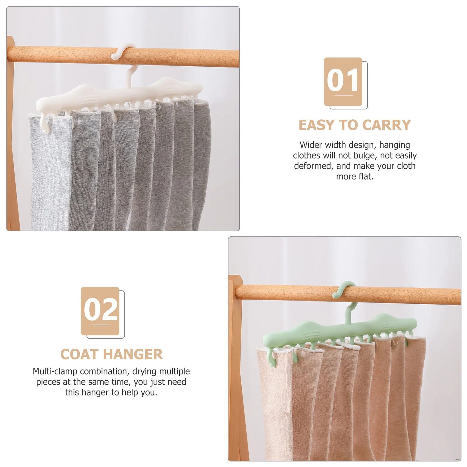 

5Pcs Socks Clips Clothes Hanger Strong Bite Force Multi-Clip Closet Organizer Laundry Rack Hangers Space Saving