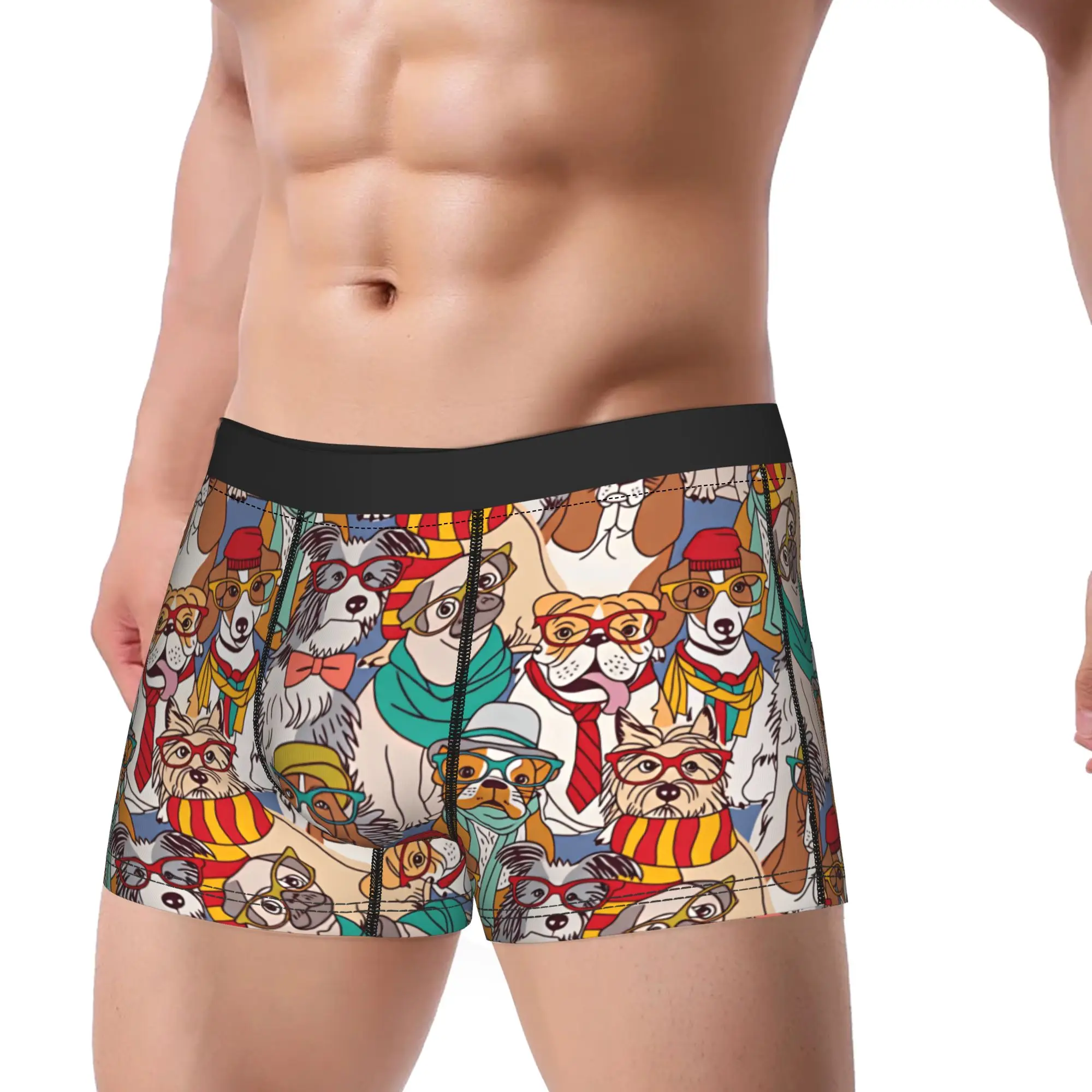 Cute dog fashion hipster seamless pattern Underwear Custom Boxer Shorts Hot Sale Males Underpants Comfortable Shorts Briefs Gift