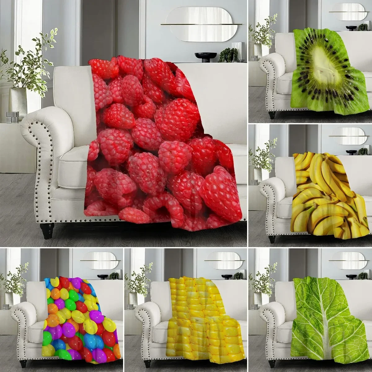 Food Fruit Fresh Raspberry Blanket Cozy Soft Lightweight Flannel Throw Blanket for Bed Sofa Couch Travel All Season King Twin