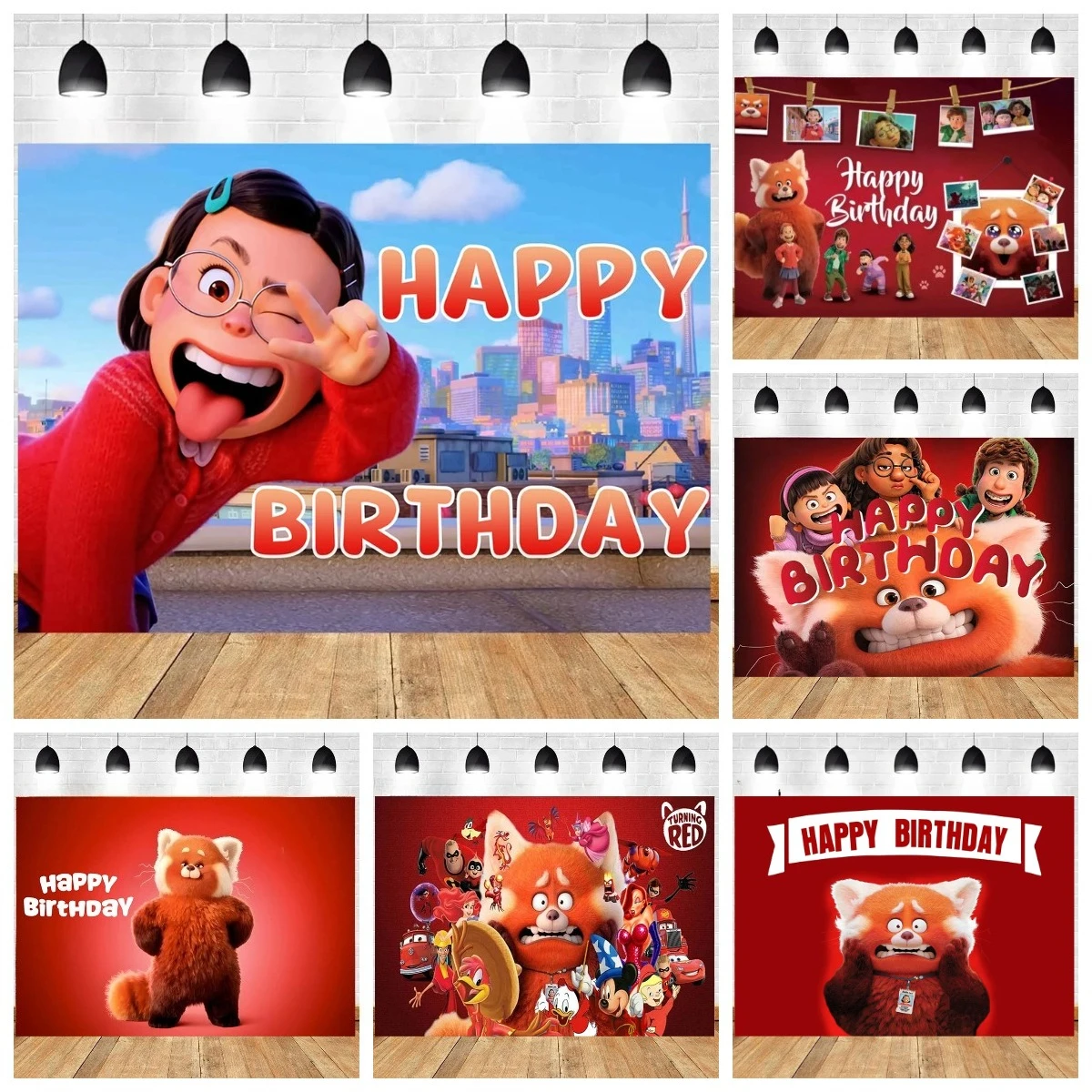 

Disney Turning Red Panda Birthday Party Cute Panda Decoration Backdrops Baby Shower Kids Photography Custom Poster Decor Props