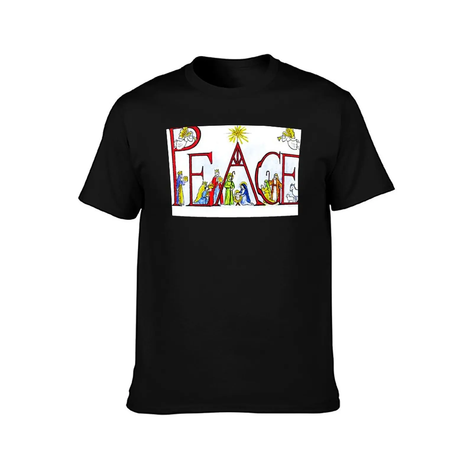 Peace Christmas Nativity Scene T-Shirt Basic Lightweight Short Sleeve Tee