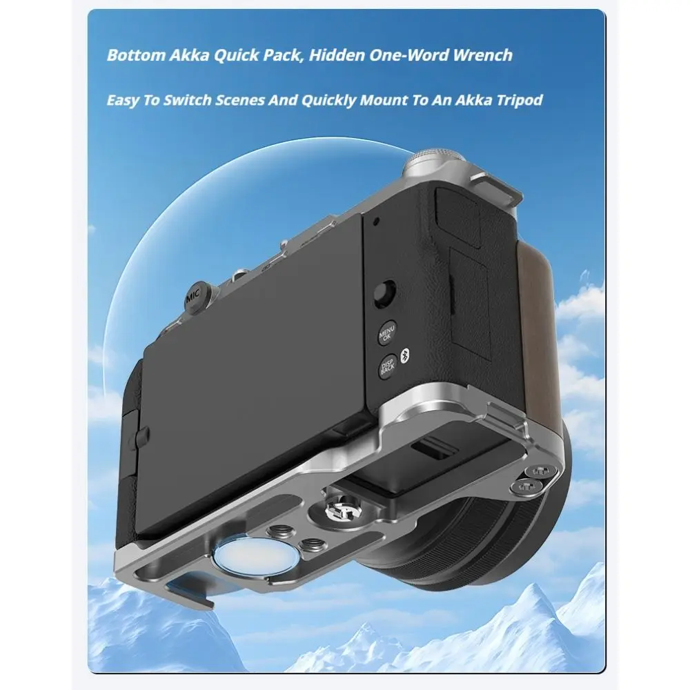 New Camera Expansion Kit L Plate Solid Wood Handle Quick Release Durable Finger Grip Aluminum Shutter Button Kit for Fuji X-M5