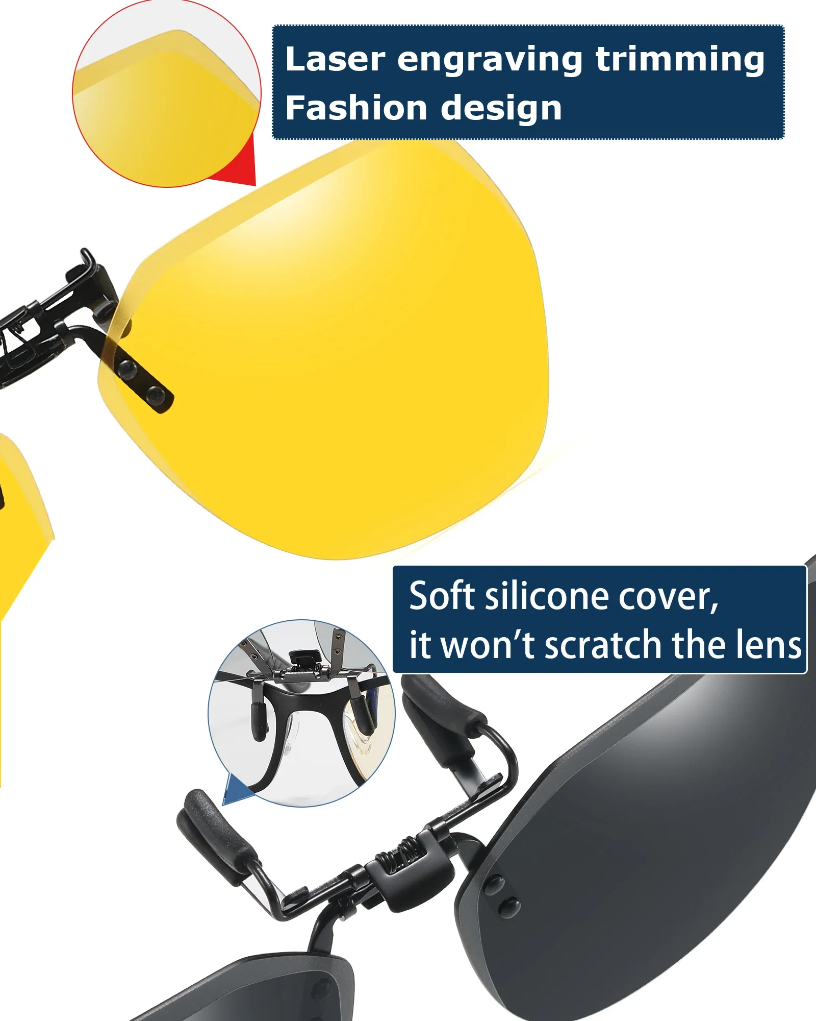 Veithdia polarisiertes Angeln im Freien Clip-On Flip-Up-Clip randlose Sonnenbrille für verschreibung pflicht ige Brille-Tac-Linse mit UV400 B11 – Detail 39