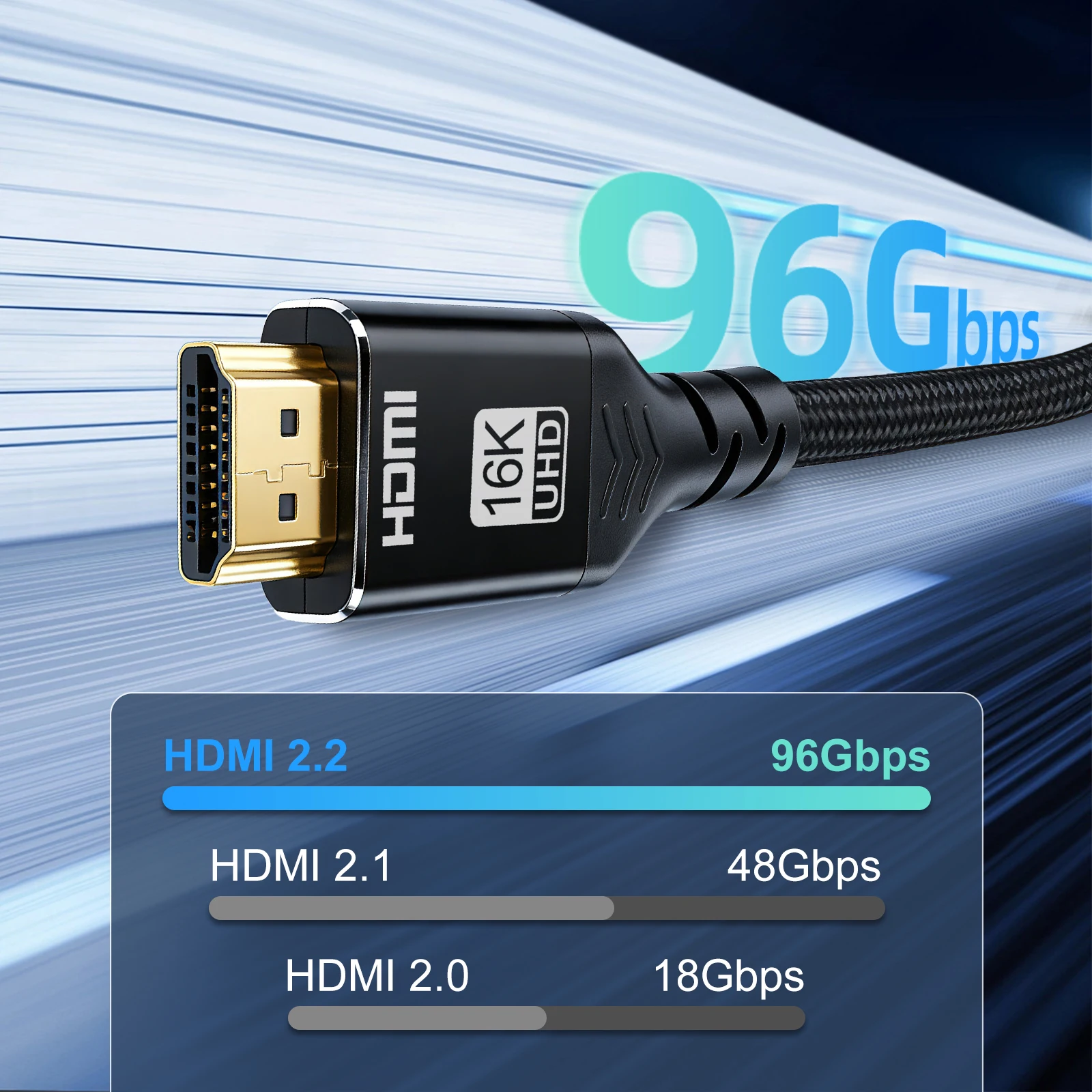16K HDMI-Compatible Cable 96Gbps Ultra High Speed HDMI2.2 16K 60Hz 8K120Hz For PS5 3080 EARC HDR Video HDTV PC Laptop TV Box