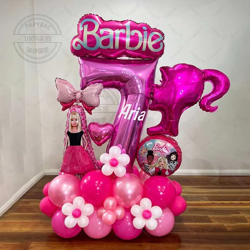 54 Uds. Globo de película de aluminio Barbie rosa, globo de nube para niña, muñeca para niña, fiesta de cumpleaños, Baby Shower, decoraciones temáticas de princesa, juguetes para niños