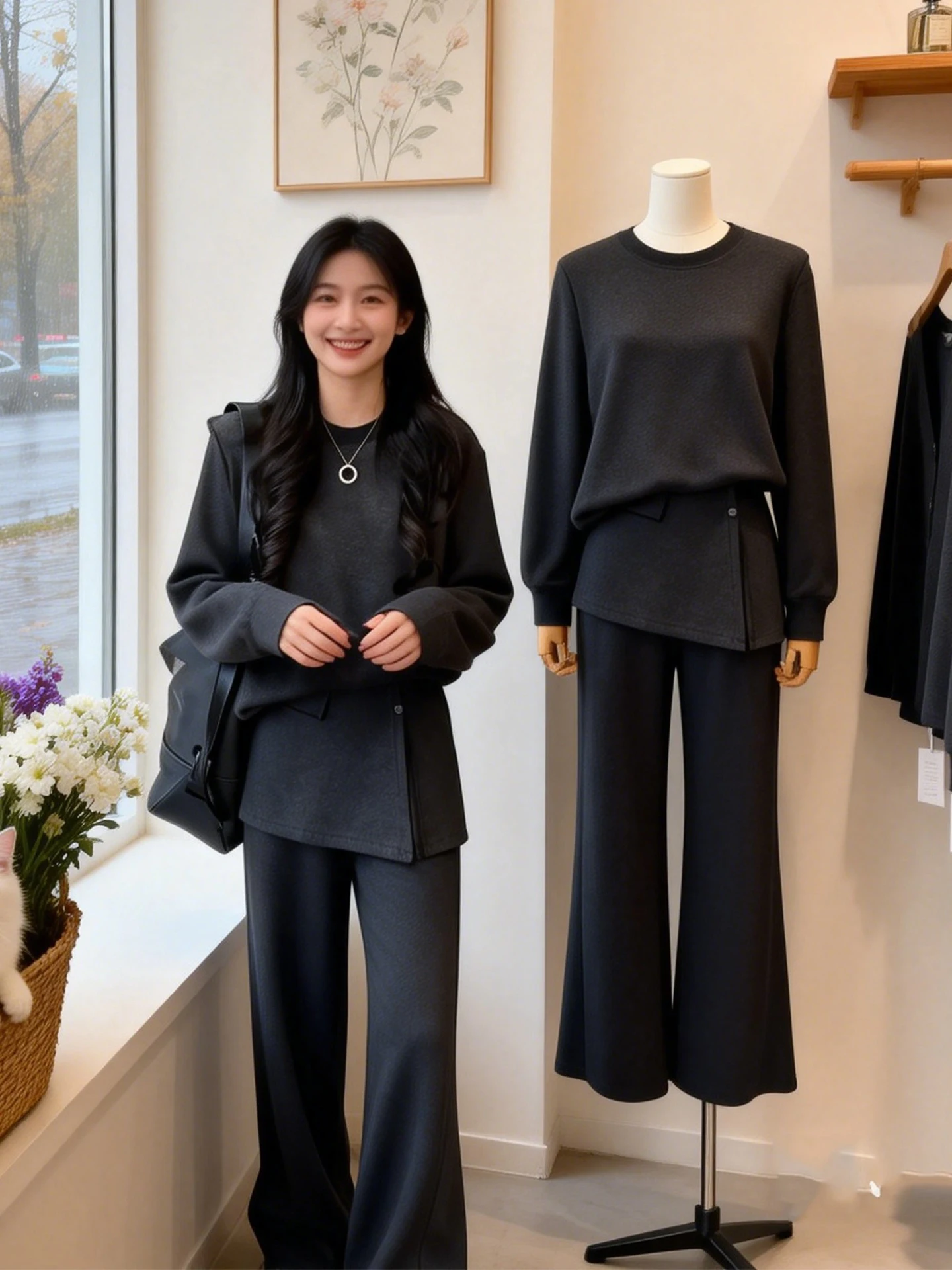 

plus Size Women's Sweatshirt And Wide Leg Pants Set Autumn Winter Casual Loose Comfortable Two Piece Outfit plus Size Clothes