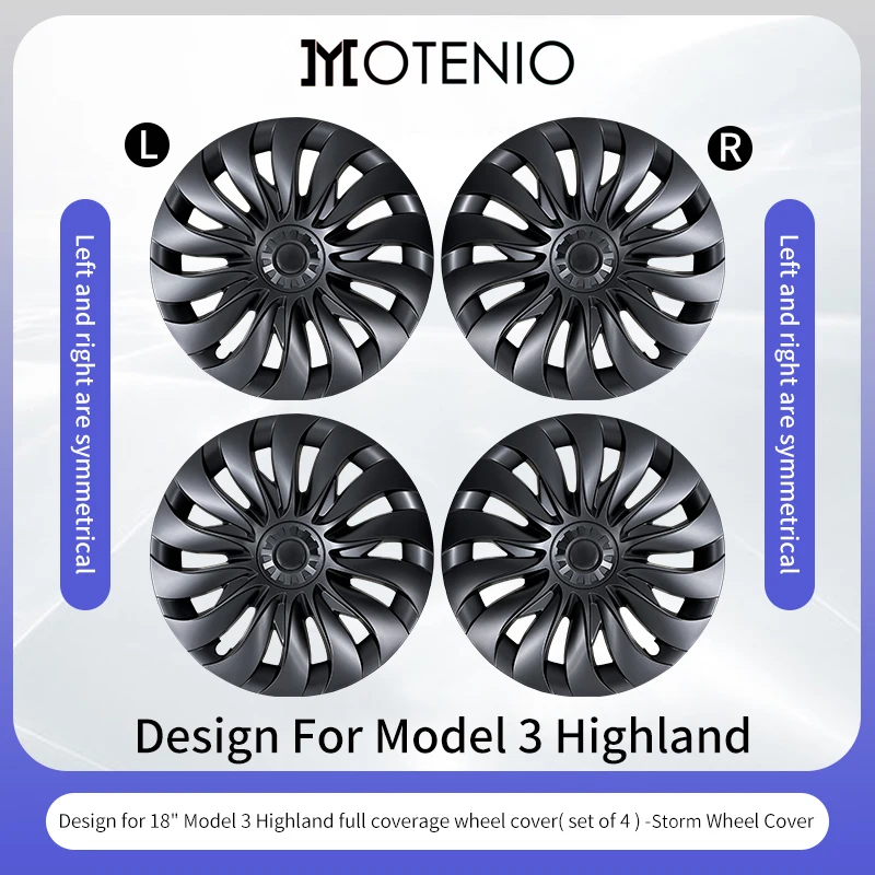 جديد العاصفة نمط غطاء الاطارات تصميم ل تسلا نموذج 3 هايلاند (2023-2025) محور قبعات 18 بوصة غطاء عجلة استبدال الملحقات #6