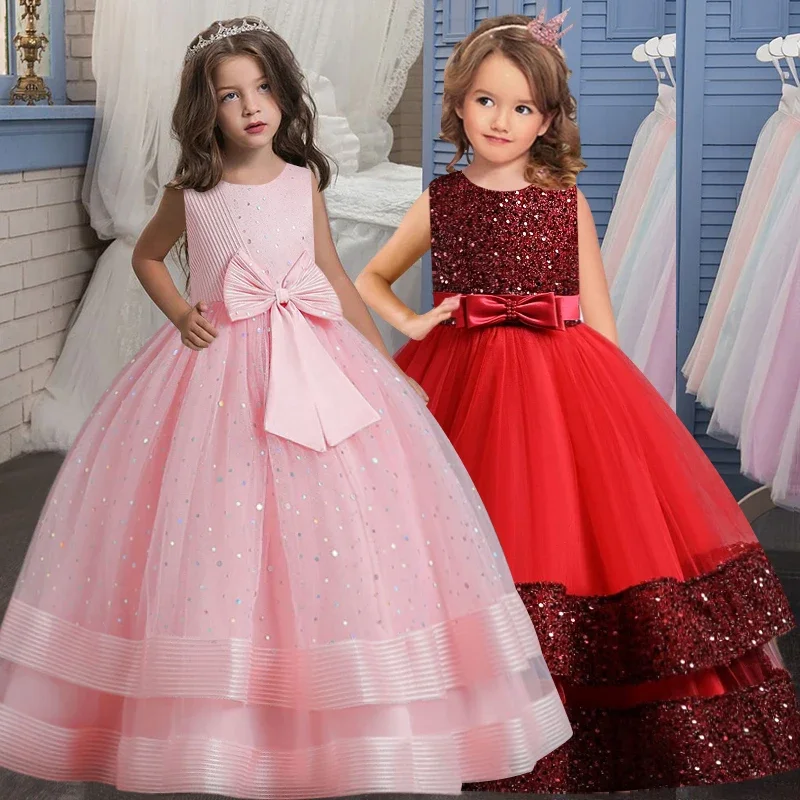 

children's gauze lace birthday party dinner ball big butterfly dress New Christmas Party Princess long dress children's dress