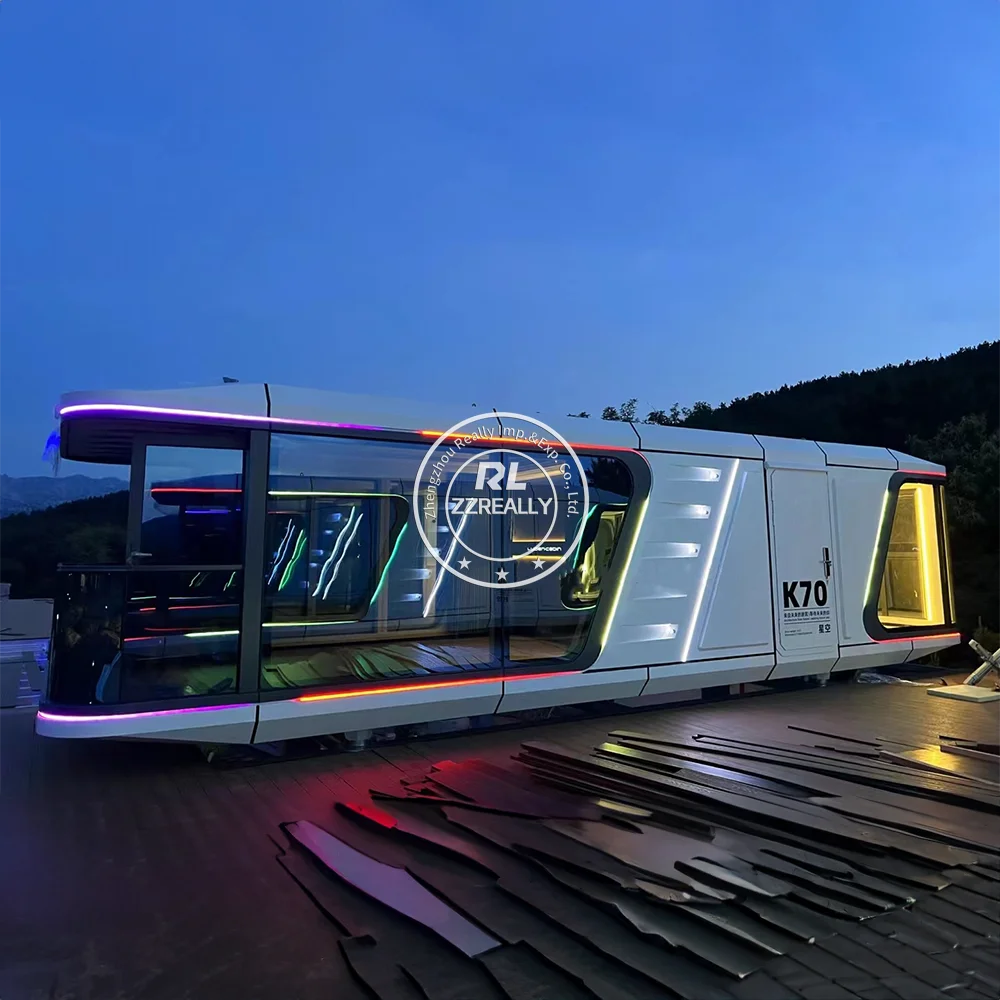 Cápsula prefabricada portátil prefabricada móvil, contenedor de cabina de Hotel, casa, cápsula espacial prefabricada móvil de lujo
