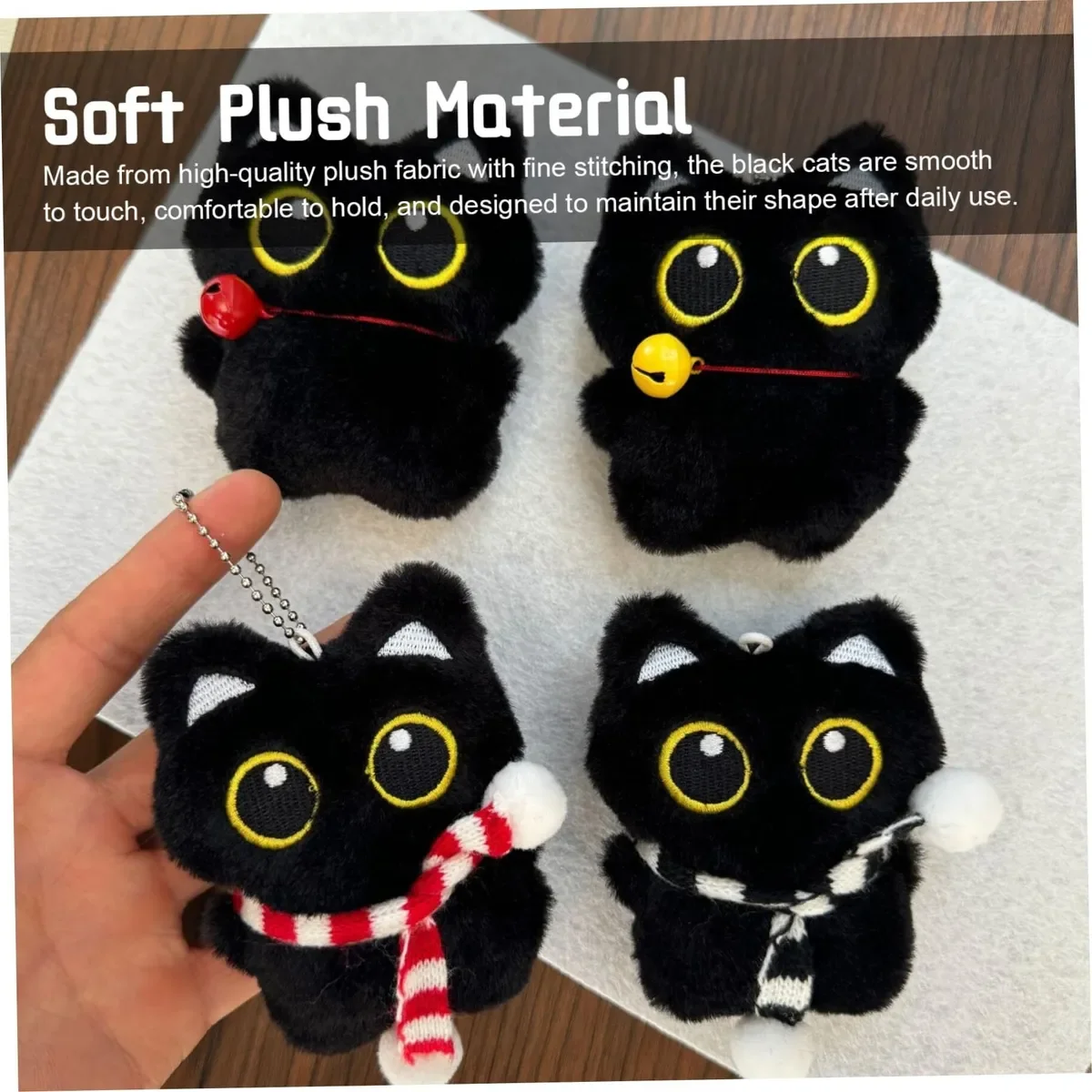 Kawaii Black Cat Plush Charm Toy Cute Doll Keychain for Handbags Backpacks Purse Keychain Accessories Charm Cat Lover Gifts