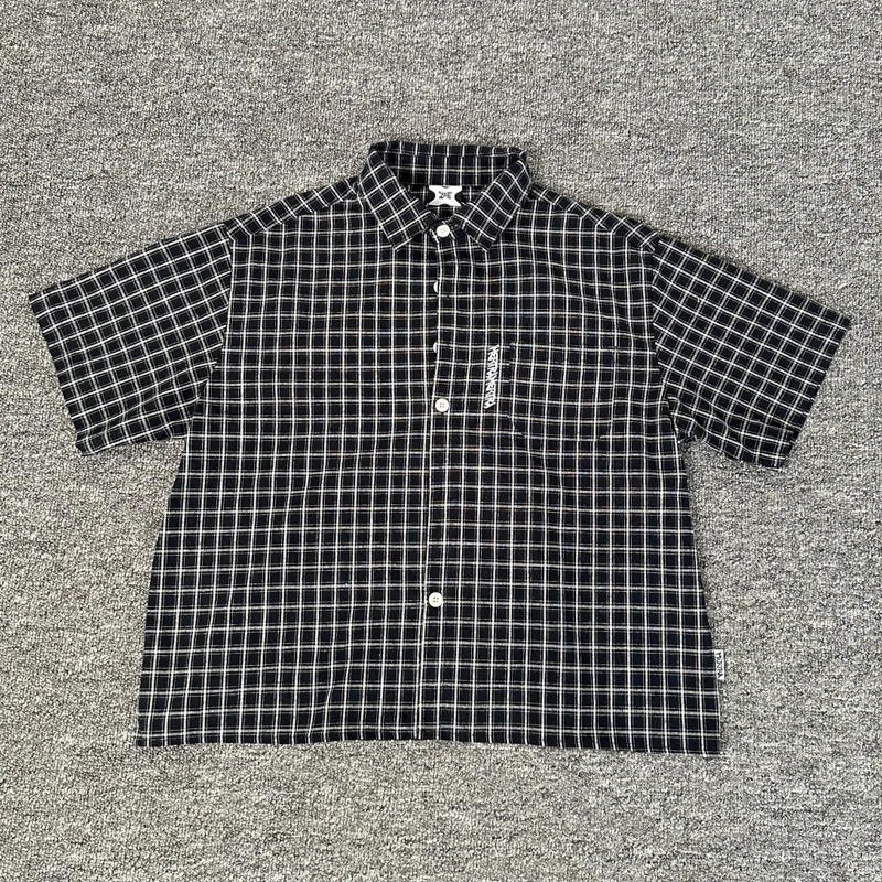 

Mertra Short Sleeved Tops Black White Plaid Oversized Shirts Men Women High Quality Cotton Casual T-Shirts Real Picture