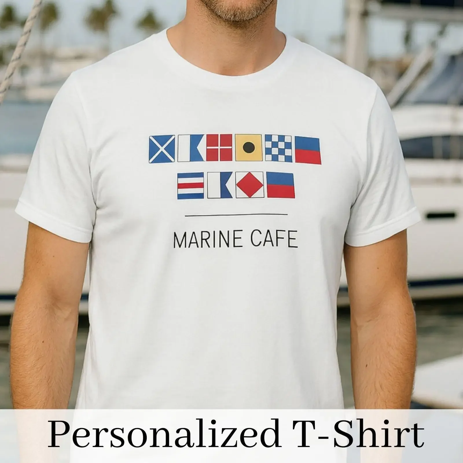 Personalized Nautical Signal Flags T Shirt Custom Sailing Yacht Crew Marine Cafe Coastal for Boat Lovers vintage Washed Casual