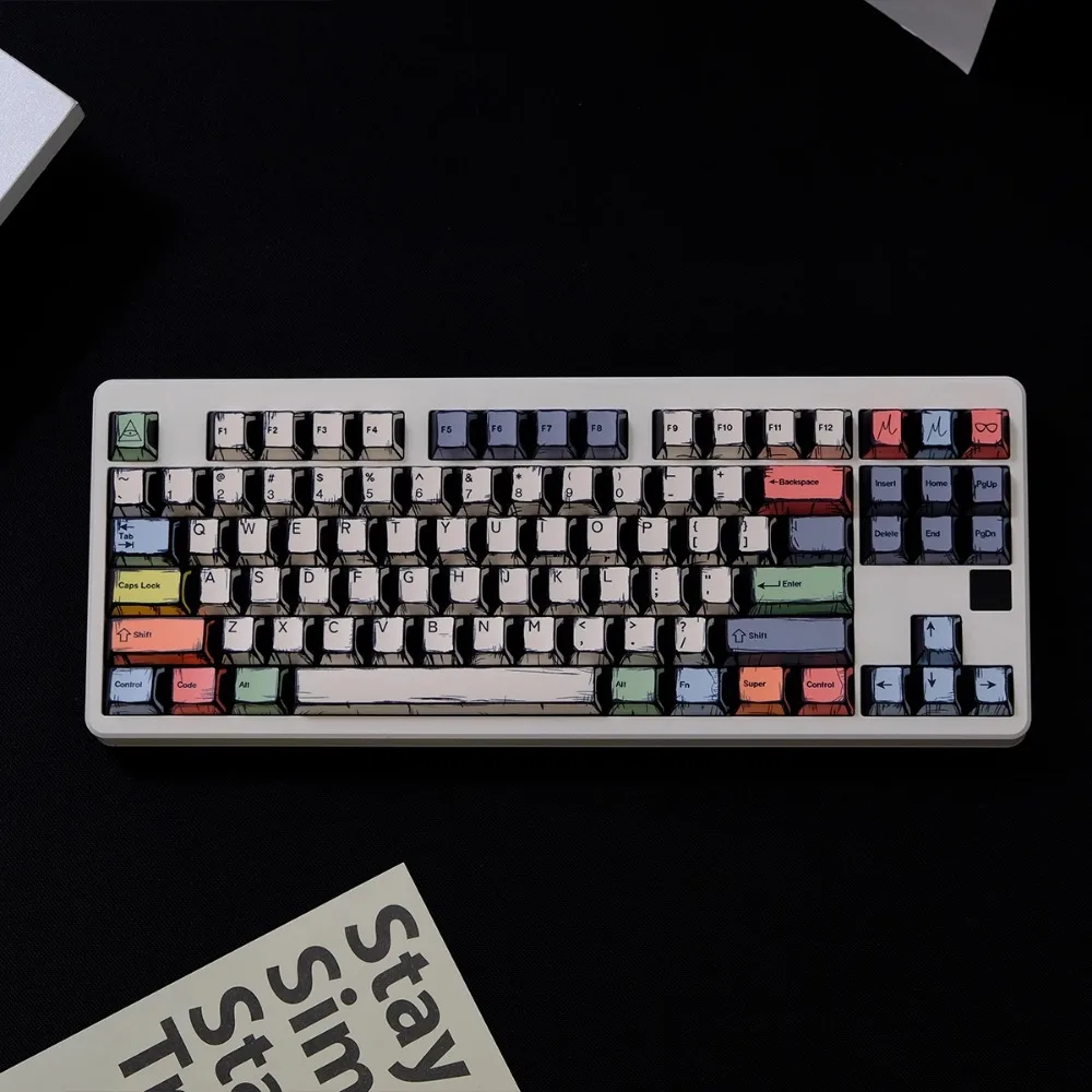 

150 Keys Manga Canvas Theme Keycaps Cherry Height PBT Thermal Sublimation For 61 68 75 87 104 108 Mechanical Keyboard