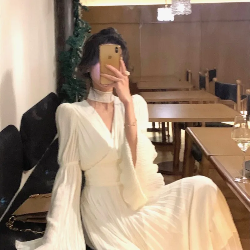 Yujie Style Pleated Fairy Dress Chic Unique Long