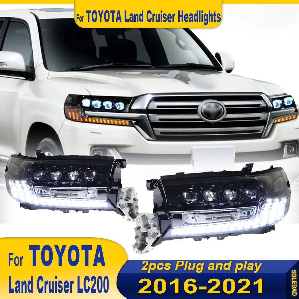 

Car Headlight for Toyota Land Cruiser LC200 2016-2021 Headlight assembly modified LED DRL crystal lens streamer turn signal