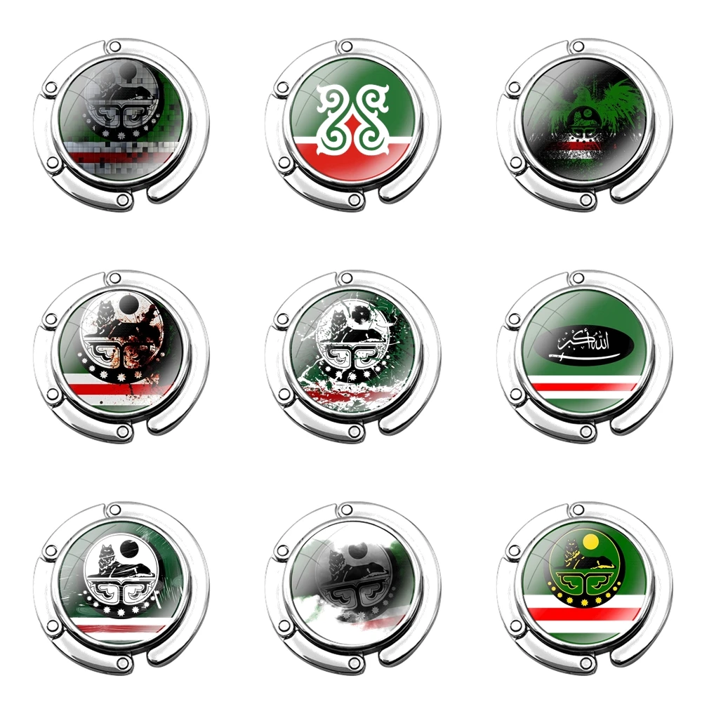 Flag Of Chechnya Art Foldable Purse Hook for Women's Table Handbag Storage Folding Decor Table Hook