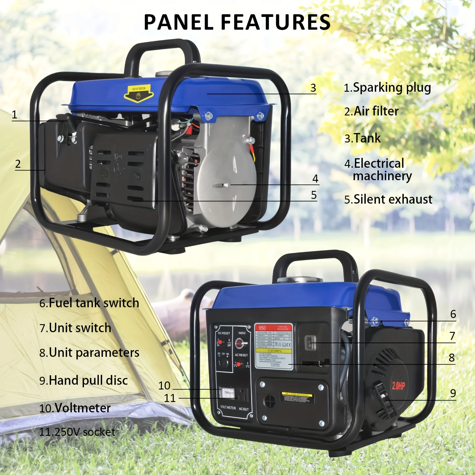 1500W Portable Generator, Small Generator For Camping Outdoor, Ultralight, EPA Compliant
