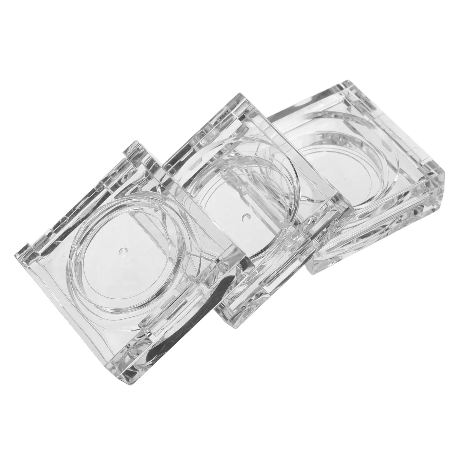 3 pcs Empty Lipstick Palette Transparent Refillable Makeup Storage Container For Blush Travel Diy Small Glass Jars With Lids