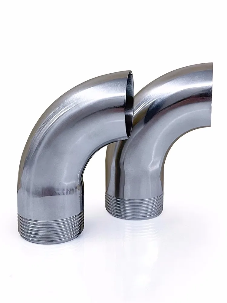 1Pcs 304 Stainless Steel Single Ended Outer Thread Elbow 90 Degree Angle Bend Pipe (19-76MM) OD (DN15-DN65) Sanitary Grade Elbow