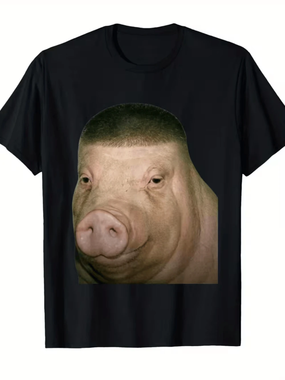 

Мужская повседневная футболка с коротким рукавом, дышащая, с круглым вырезом, стандартного кроя, с модной машиной для печати свиньи, идеально подходящая для весны/лета/осени