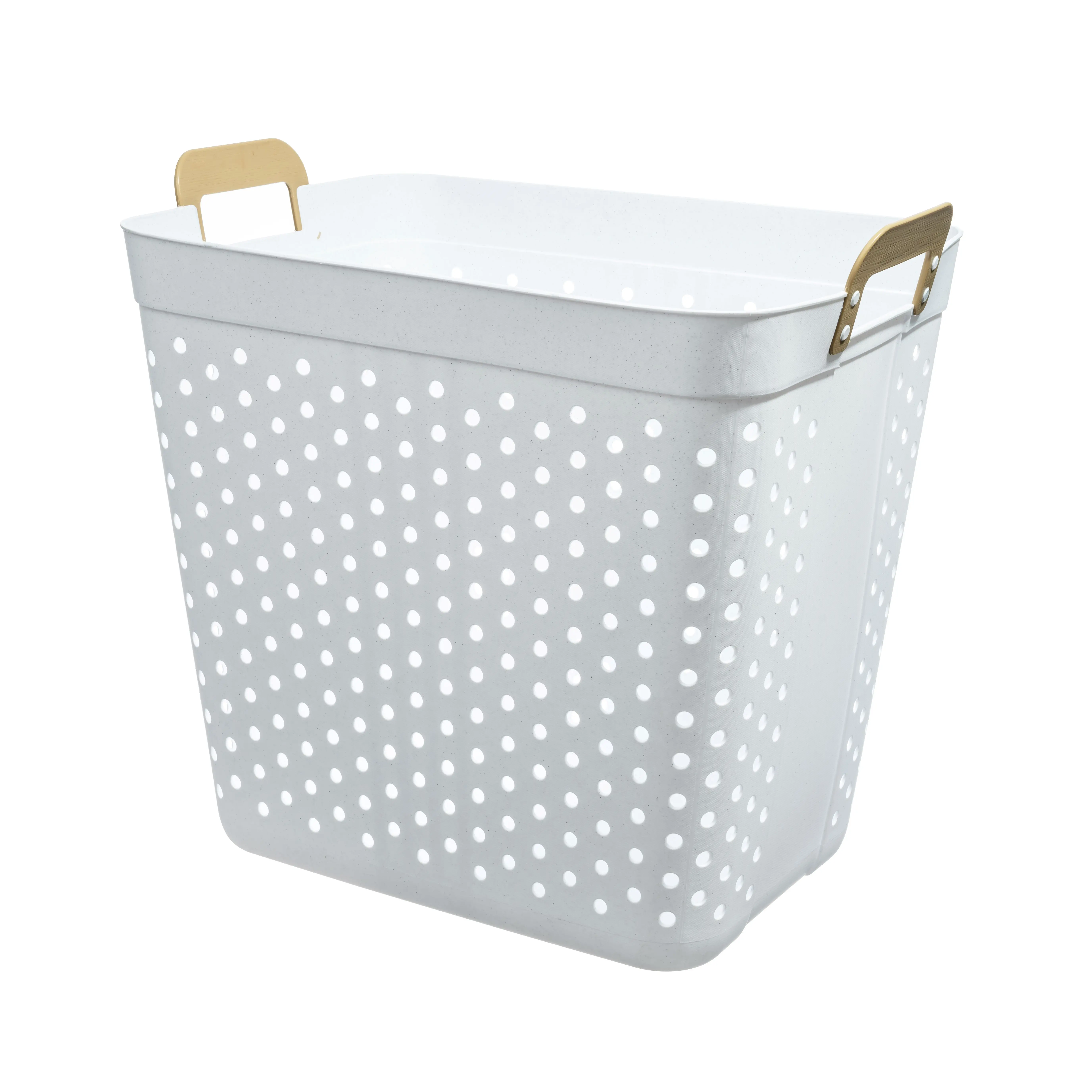 

White Rectangular Laundry Tote, Flexible Storage Basket for Adults
