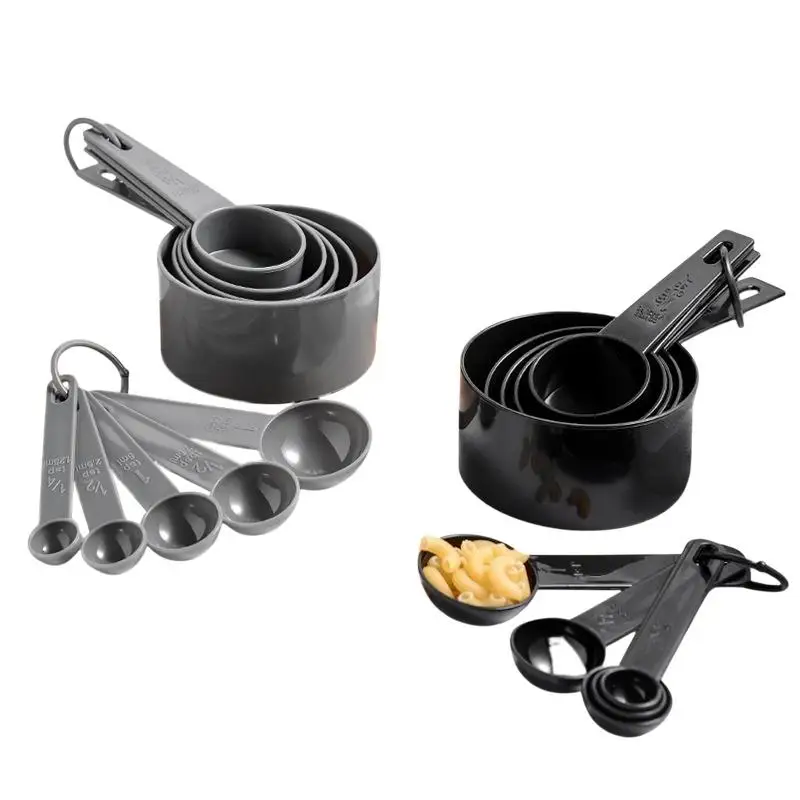 Plastic Measuring Cups And Spoons Set With BPA Free Material And Engraved Markings Perfect For Home Baking Cooking And Meal Pre