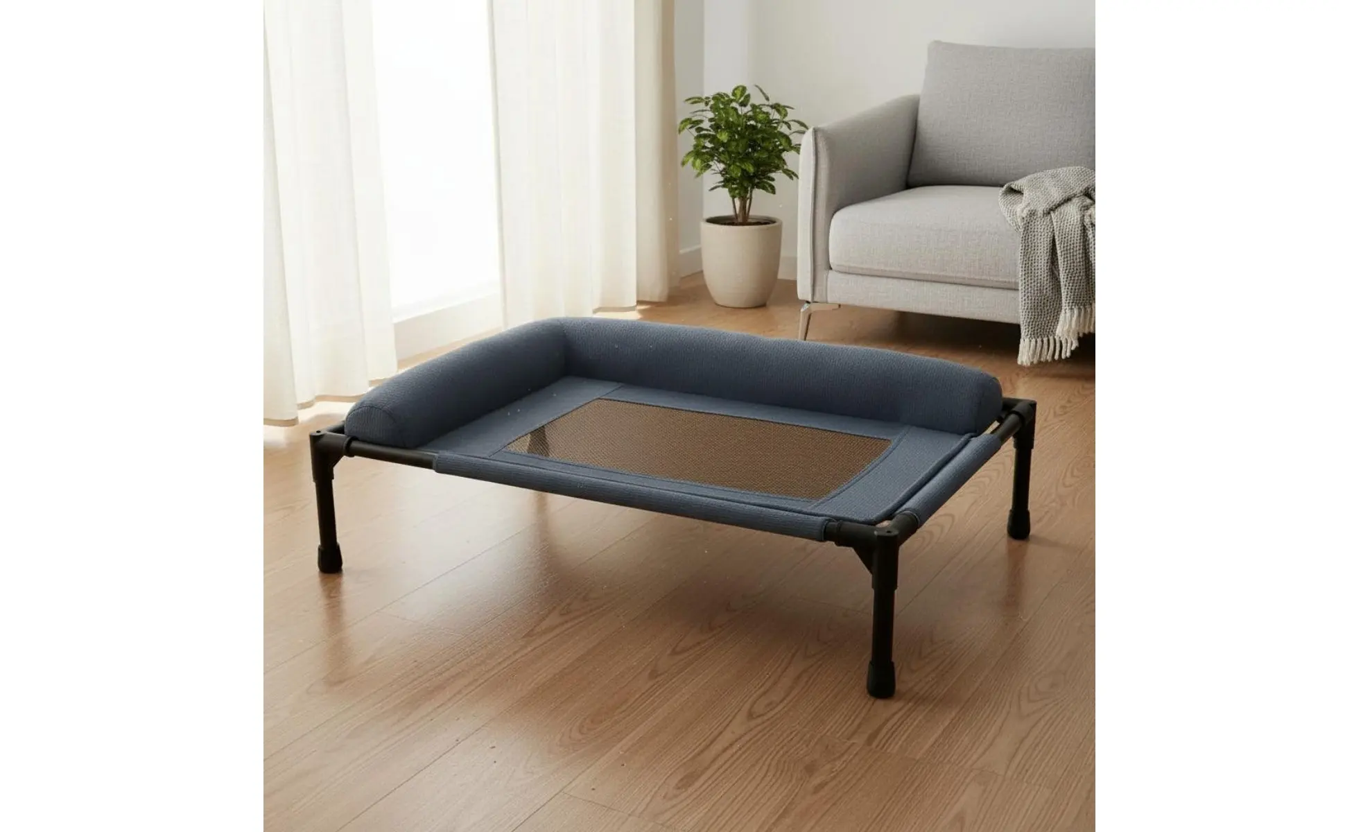 https://ae-pic-a1.aliexpress-media.com/kf/S6eae2d46bd014733a8dc3fa62c60a7d5W.jpg Elevated Pet Cot Moisture-Resistant Mesh Pet Suspended Bed Bed Cooling Dog Bed Sturdy Frame Supportive Support for Felines