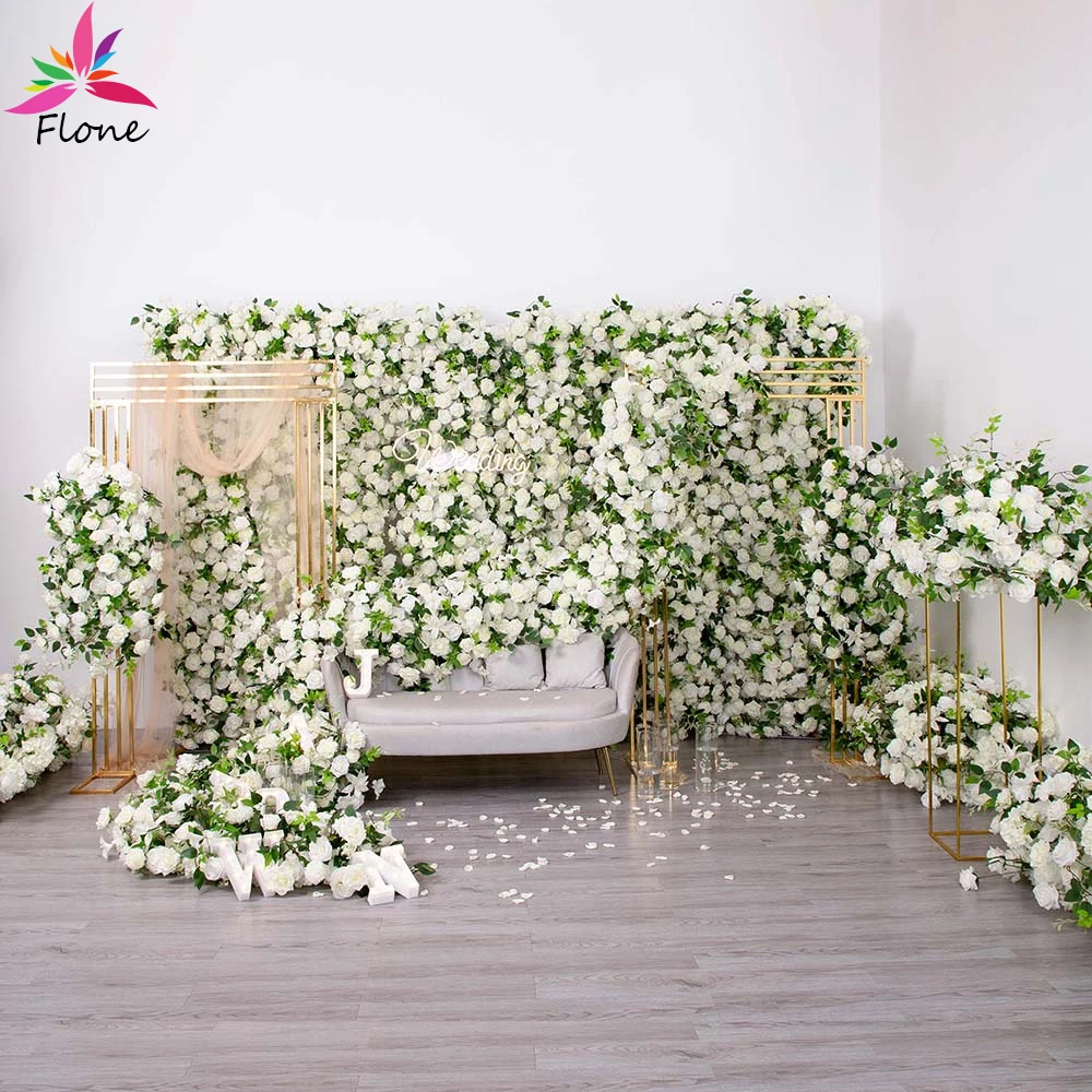 Width 70cm Green White Artificial Rose Peony Flowers Runner Floral Arrangement Wedding Scene Props Party Road Guide Flower Ball