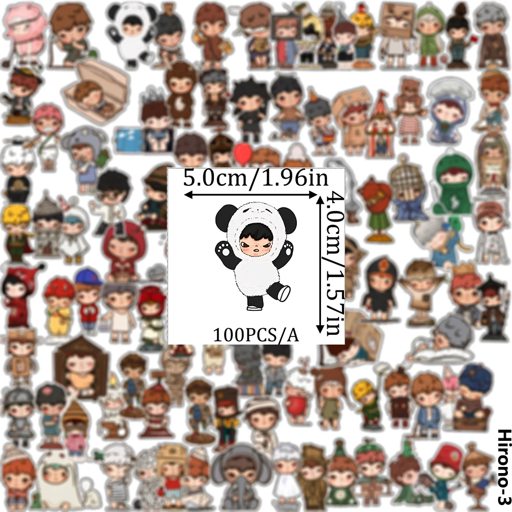 100 قطعة من التماثيل الكرتونية اللطيفة لدمى أونو المحيطة للهاتف المحمول ودفتر الأمتعة وملصقات صناعة يدوية