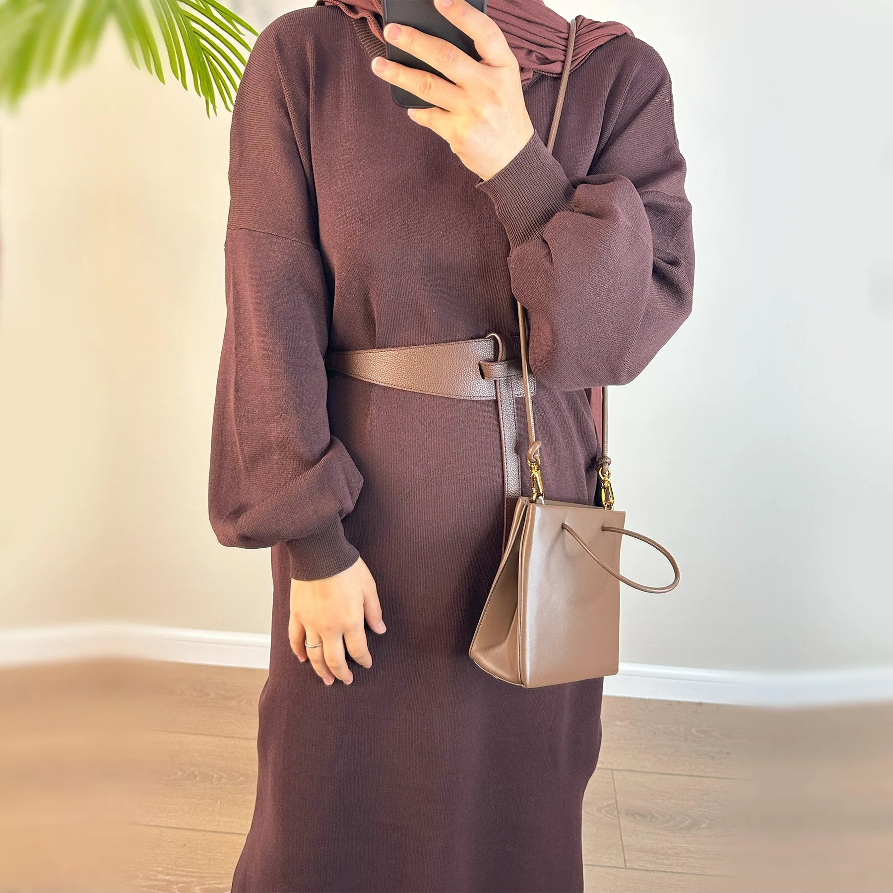 Pakaian rajut wanita Muslim baju sweter musim dingin tebal celana kaki lebar Dubai Turki Abaya Kaftan jubah Timur Tengah 2 potong Set