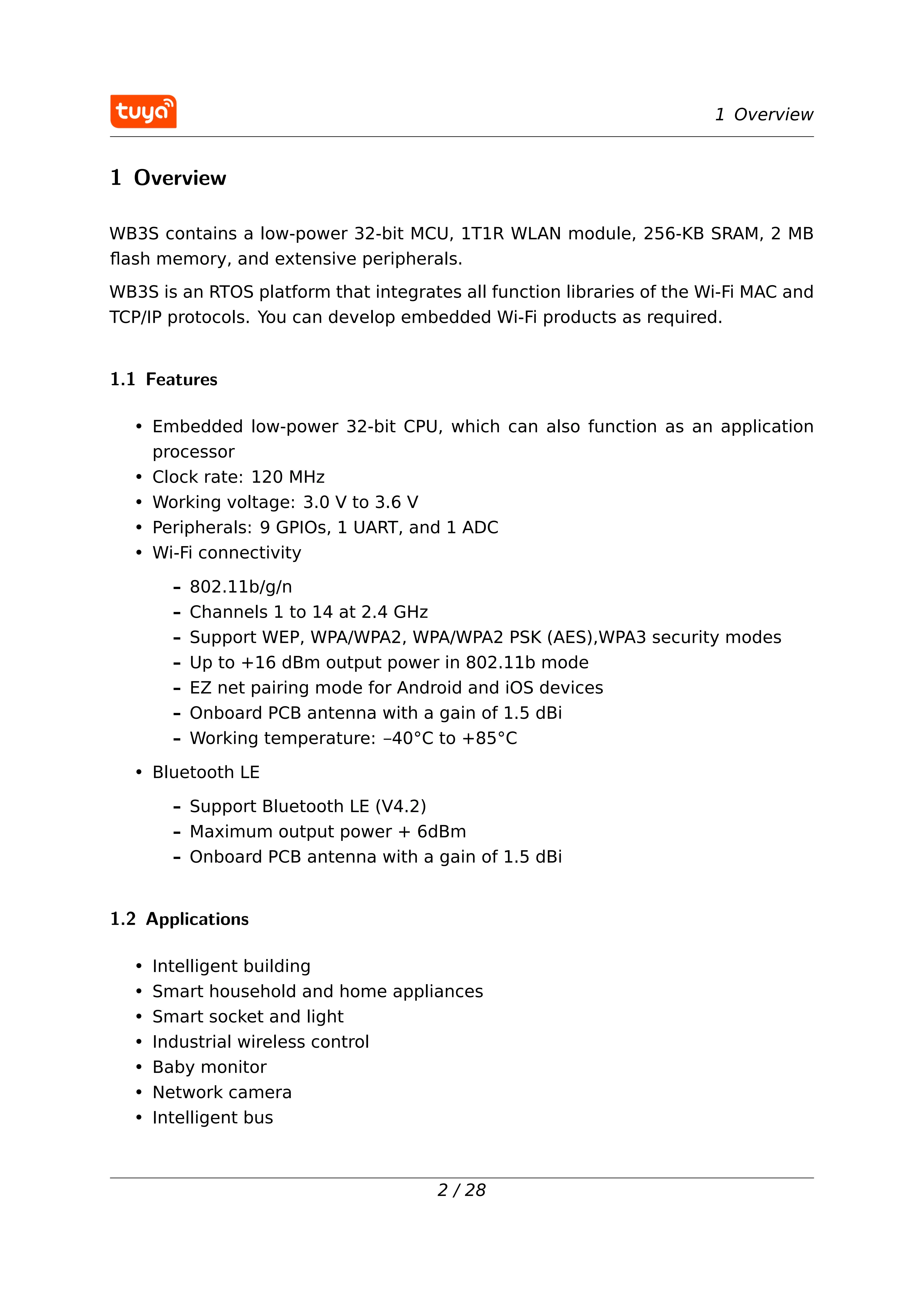 Tuya WBR3 Modul Wi-Fi/Bluetooth RTL8720CF Chip Low Power Embedded wbr3 Serielles Übertragungsmodul – Detail 4