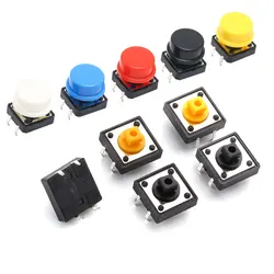 Tactile Push Button Switch Momentary 12*12*7.3MM Micro switch button with knob White Black Yellow Blue Red Kit 12x12x7.3mm