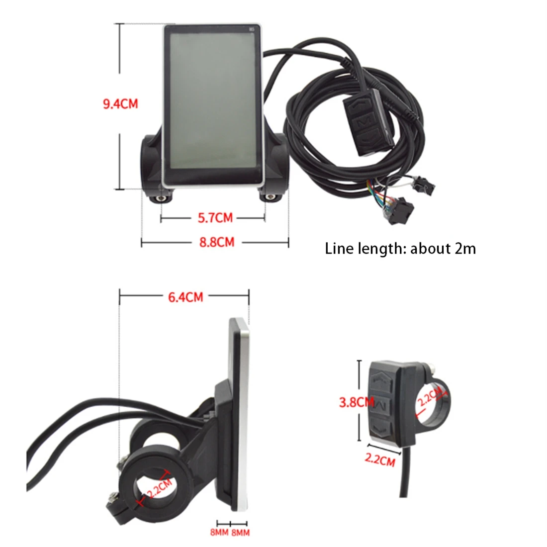 Suku cadang sepeda Motor modifikasi sepeda, suku cadang sepeda Motor tampilan Meter M5 LCD listrik plastik 36-60v