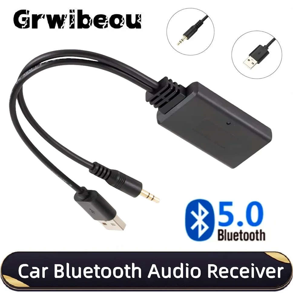 

Bluetooth 5.0 Car Adapter Wireless Audio Receiver with USB/AUX 3.5mm Input Universal In-Car Music Player for BMW/Other Vehicles