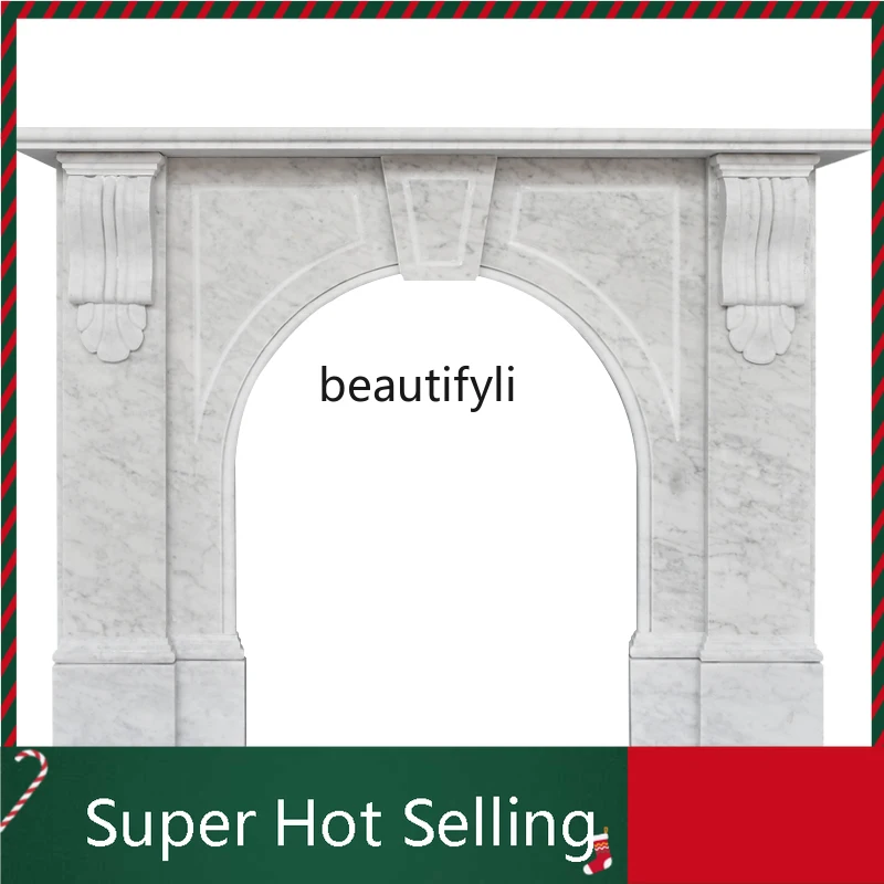 

D071 Marble Fireplace French Retro Neoclassical Style Decorative Stone Carving Fireplace Curio Cabinet
