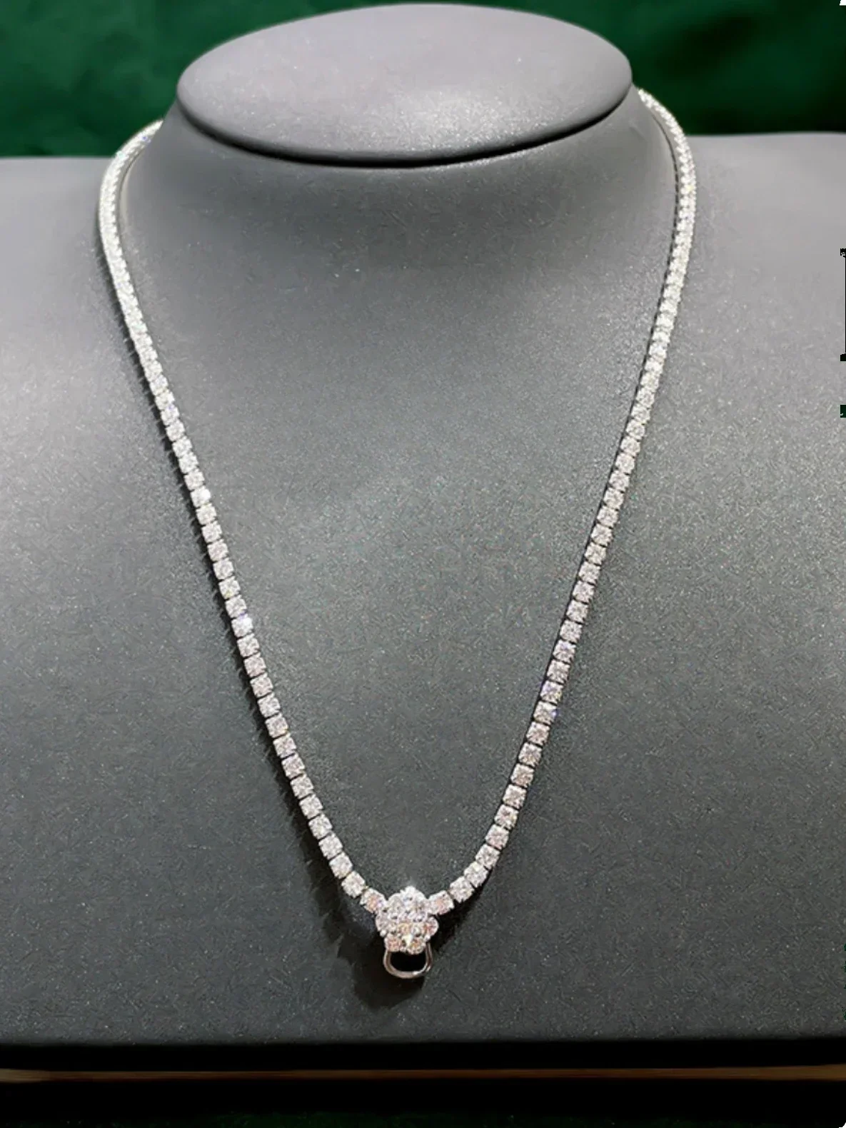 High Top Full Diamond Necklace 925 Silver Sweater Chain Imported High Carbon Diamond Luxury Wedding Jewelry for Women